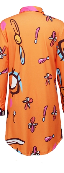 New Plus size Orange Artsy Whimsy dress tunic top - Picture 3 of 7